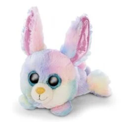 Nici Glubschis : L’Originale – Glubschis Lapin En Peluche Rainbow Candy 15 Cm – Lapin Couché Avec De Grands Yeux Pailletés – Douillets Pour Les Amateurs De Peluches – Doudou – Cadeau Enfant 46922
