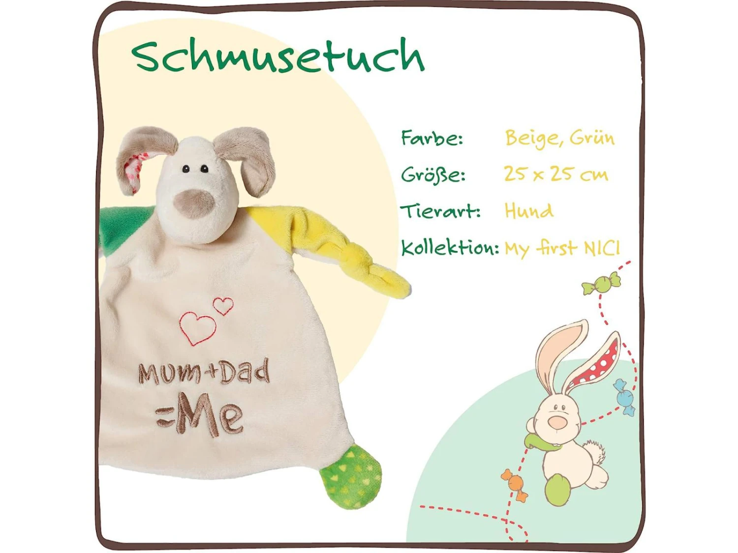 Nici 40037 - Comforter Dog Mum+Dad=Me 25x25cm - Image 3