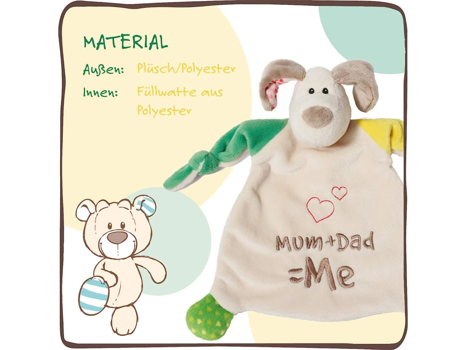 Nici 40037 - Comforter Dog Mum+Dad=Me 25x25cm - Image 4